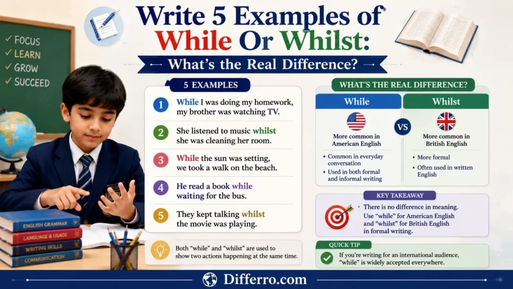 ✨ Write 5 Examples of While Or Whilst