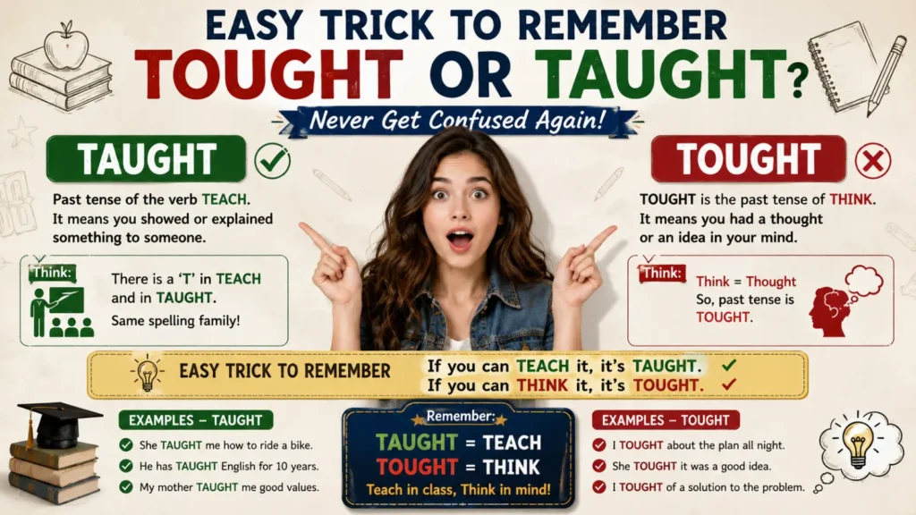 Easy Trick to Remember Tought Or Taught