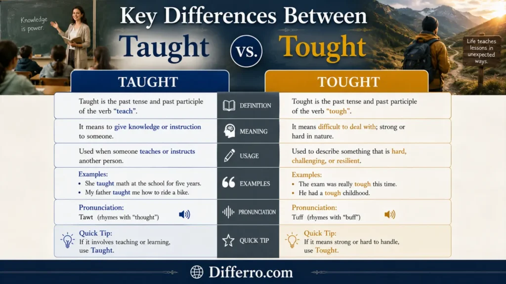 Key Differences Between Tought and Taught