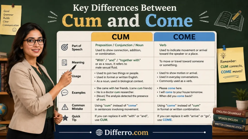 Key Differences Between Cum and Come
