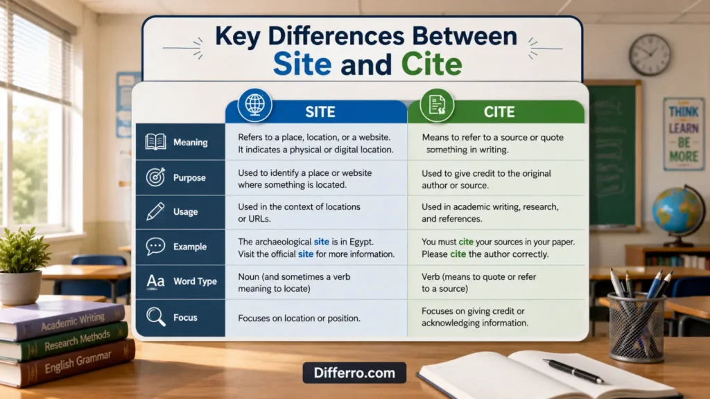 Key Differences Between Site and Cite
