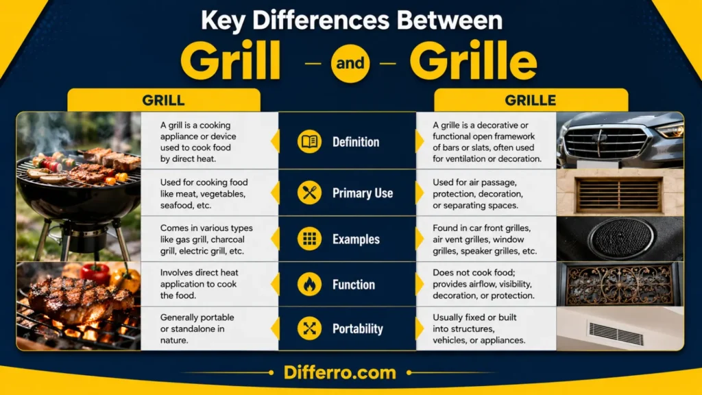 Key Differences Between Grill and Grille