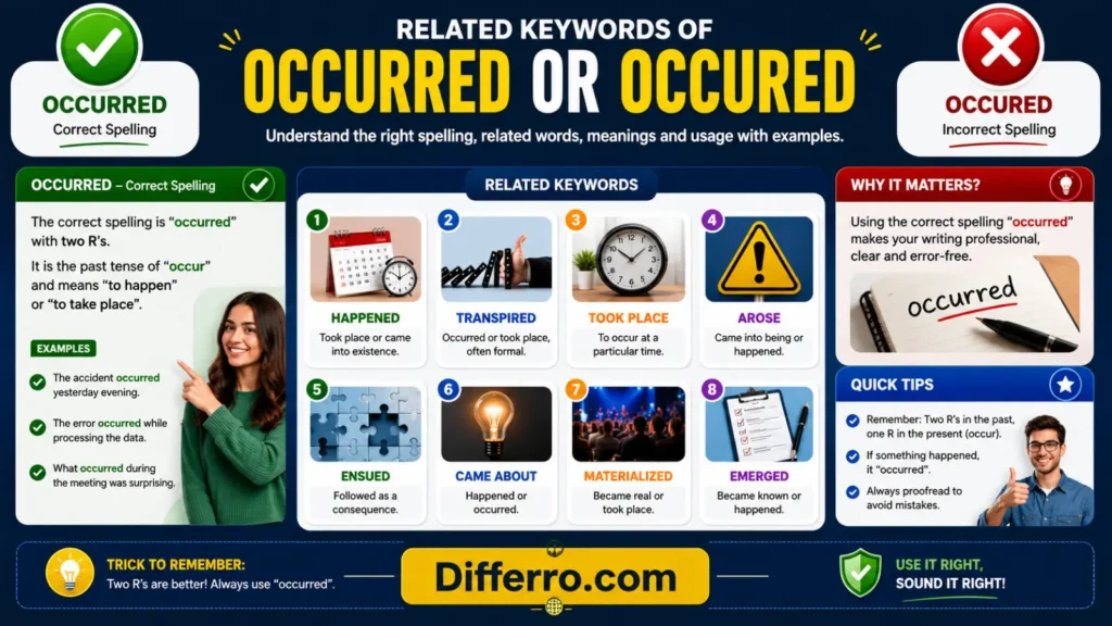 Related Keywords of Occurred Or Occured
