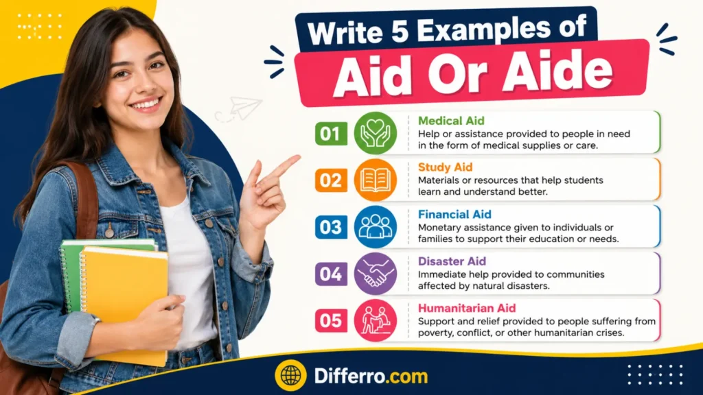 Write 5 Examples of Aid Or Aide