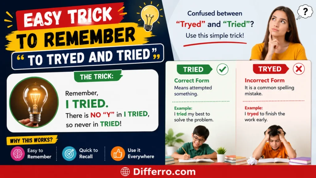 Easy Trick to Remember to Tryed and Tried