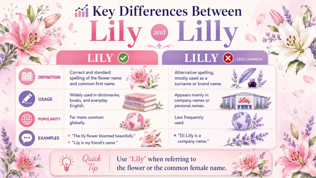 📊 Key Differences Between Lily and Lilly