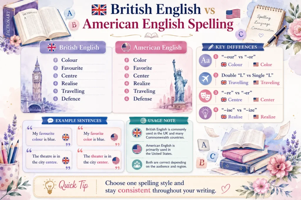 🇬🇧 British English vs American English Spelling