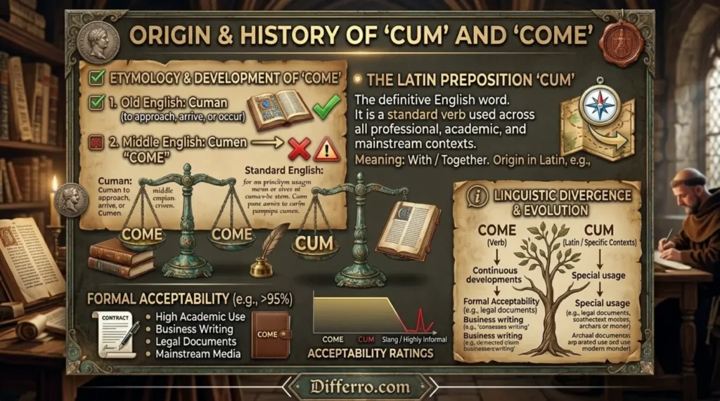 Origin & History of Come vs Cum