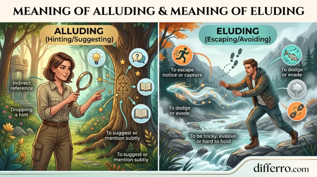 Meaning of Alluding & Meaning of Eluding