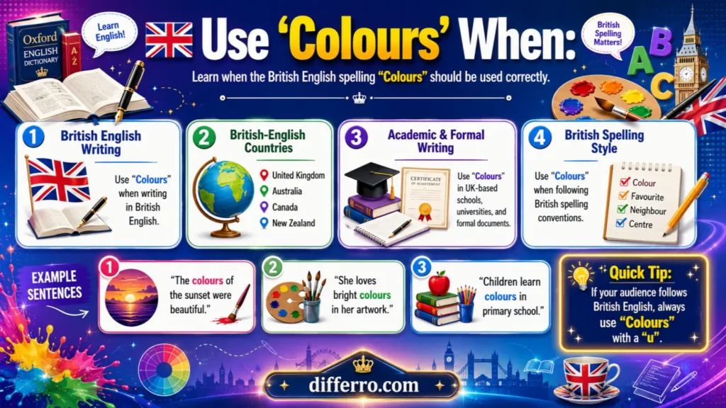 Use "Colours" When: