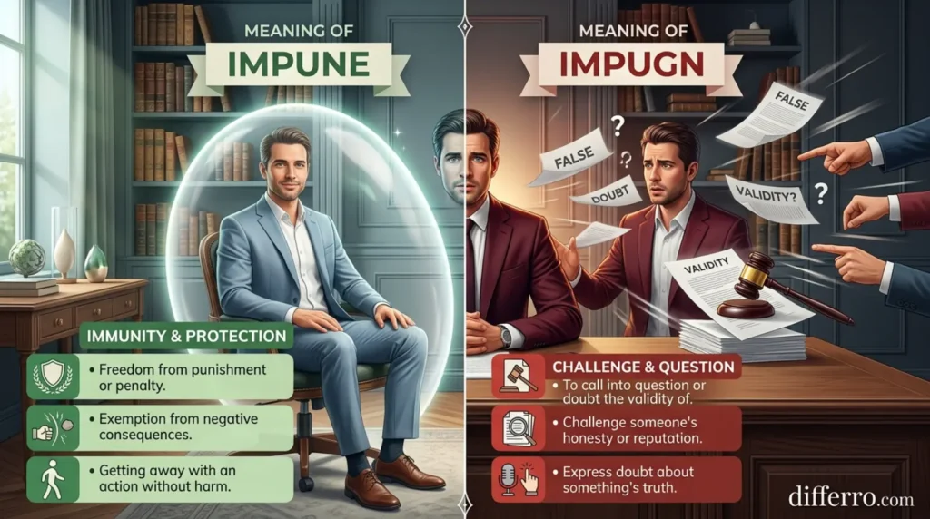 Meaning of Impune & Meaning of Impugn