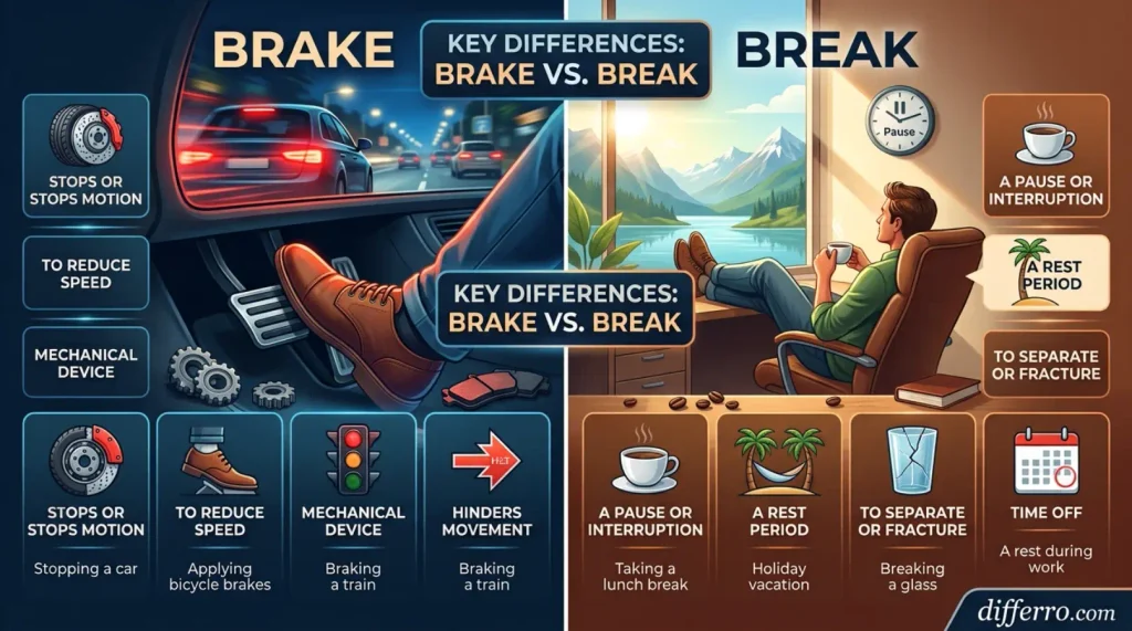 Key Differences: Brake vs Break