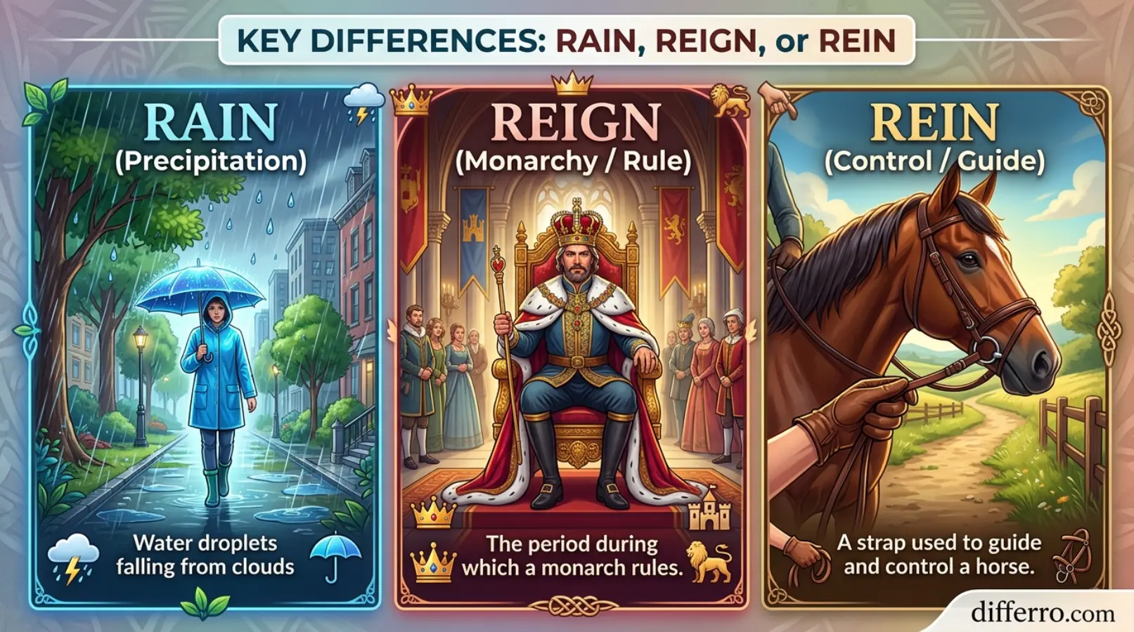 Key Differences: Rain, Reign, or Rein