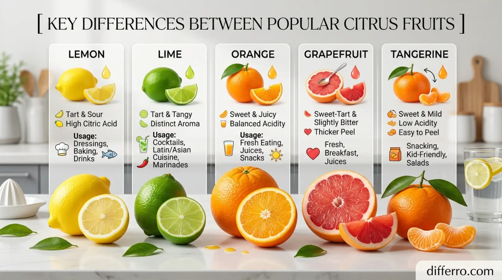 Key Differences Between Popular Citrus Fruits