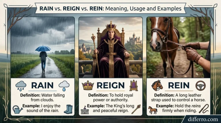 Rain vs Reign vs Rein: Meaning, Usage and Examples