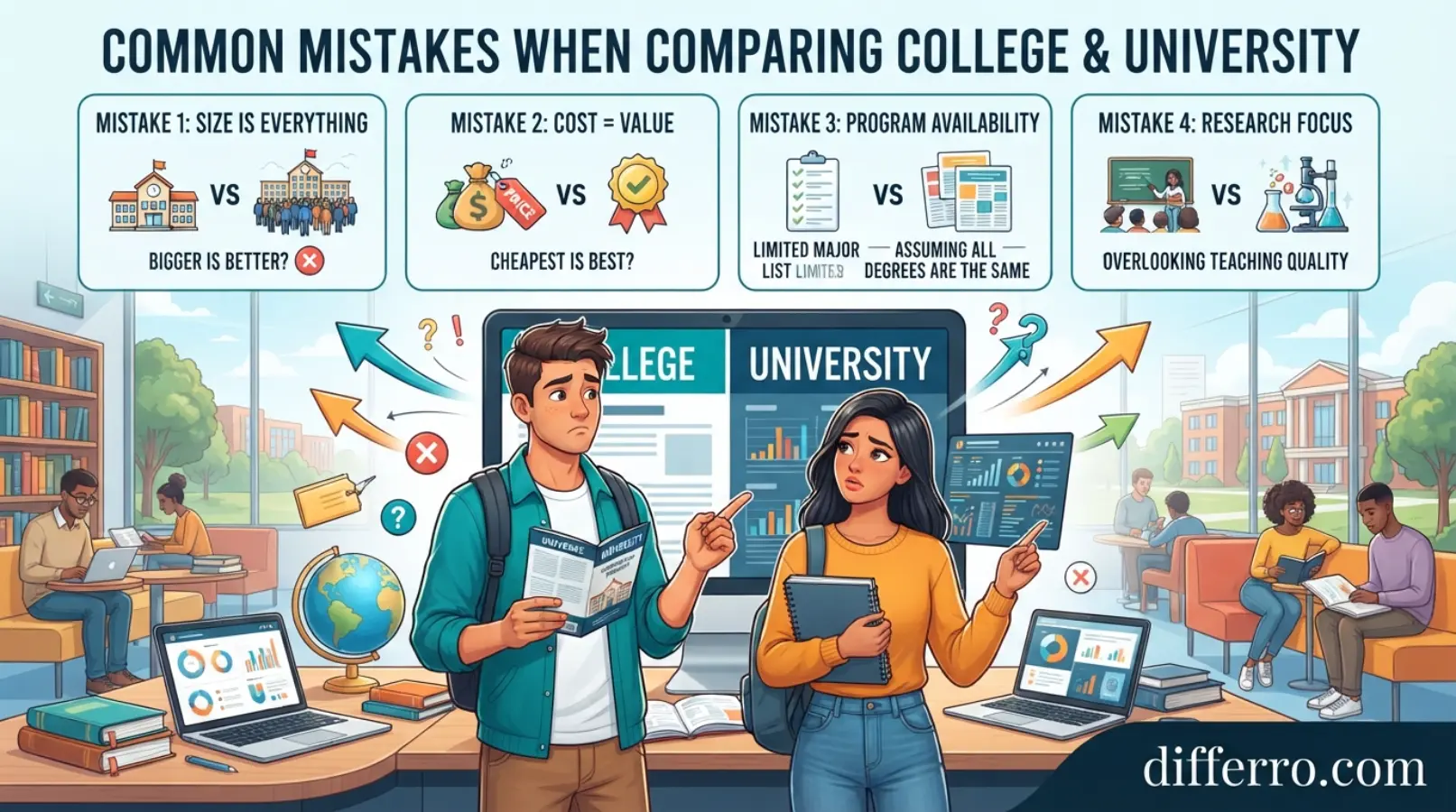 Common Mistakes When Comparing College and University
