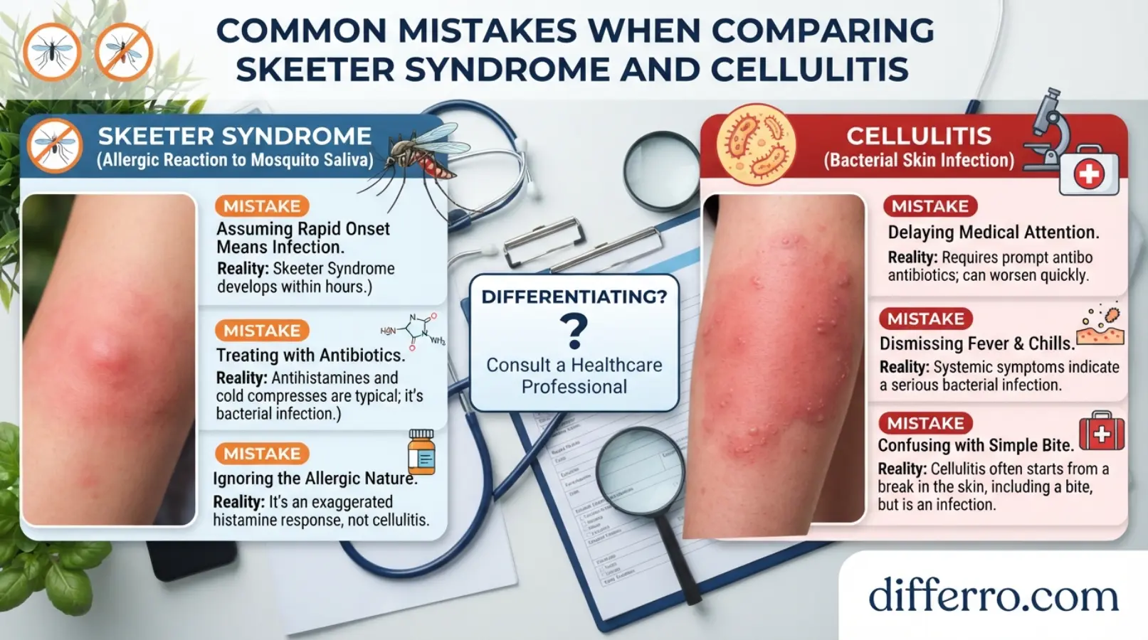 Common Mistakes When Comparing Skeeter Syndrome and Cellulitis