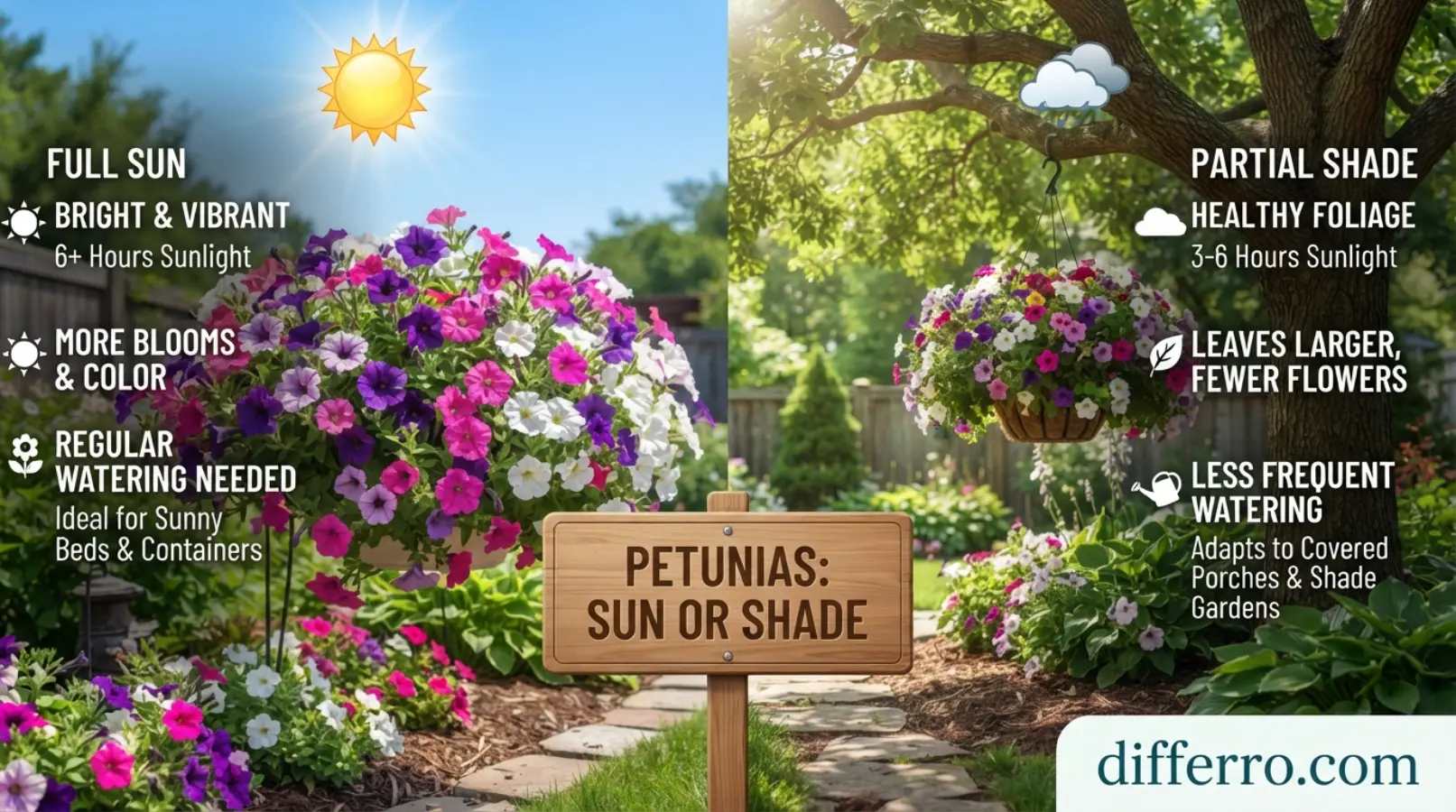 Petunias Sun or Shade: Key Differences